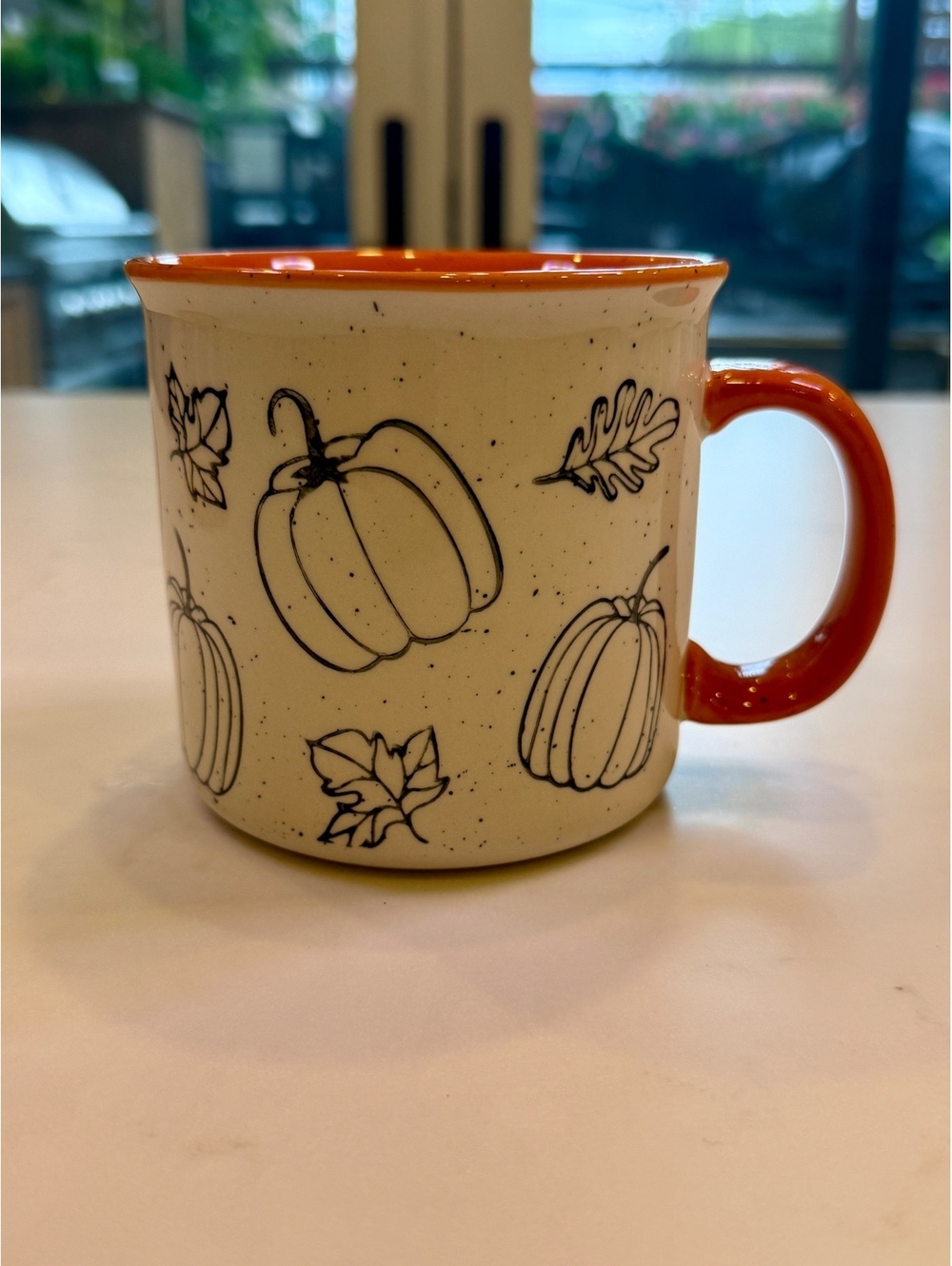 Meritage Ceramic Pumpkin and Leaf Fall Mug with Orange Interior 16oz